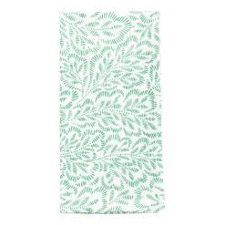 Caspari Cloth & Linen Napkins|Block Print Leaves Cotton Dinner Napkins in Green & White - Set of 4, Three Sets