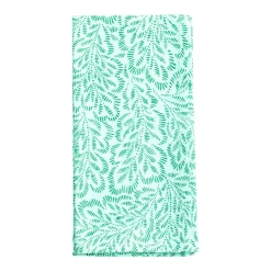 Caspari Cloth & Linen Napkins|Block Print Leaves Cotton Dinner Napkins in Turquoise & Green - Set of 4, Three Sets