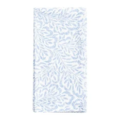 Caspari Memorial Day|Easter|Block Print Leaves Cotton Dinner Napkins in White & Blue - Set of 4
