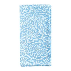 Caspari Memorial Day|Easter|Block Print Leaves Cotton Dinner Napkins in Blue & White - Set of 4