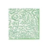 Caspari Paper Cocktail Napkins|Block Print Leaves Paper Cocktail Napkins in Green - 20 Per Package