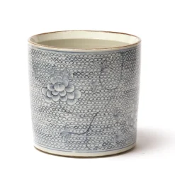 Two's Company Christmas Decor|Memorial Day|Blue & White Chrysanthemum Vase/Planter - 1 each