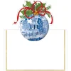 Caspari Christmas Place Cards|Place Cards|Blue And White Ornament Foil Place Cards - 8 Per Package