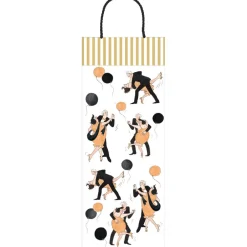 Caspari Christmas Gift & Bottle Bags|Gift & Bottle Bags|Boogie Woogie Gift Bags - includes 1 Gift Bags