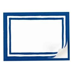 Caspari Gift Tags & Enclosure Cards|Border Stripe Self-Adhesive Labels in Blue - 12 Per Package