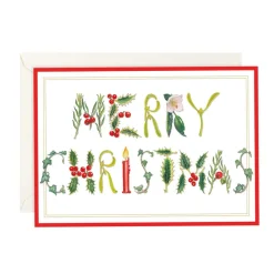 Caspari Christmas And Holiday Cards|Boxed Holiday Cards|Botanical Merry Christmas Small Boxed Christmas Cards - 15 Cards & 15 Envelopes