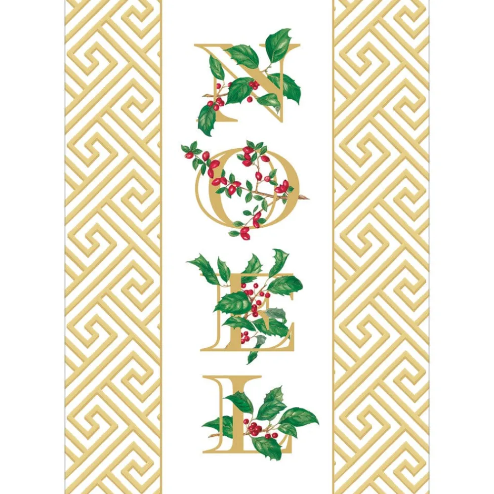 Caspari Christmas And Holiday Cards|Boxed Holiday Cards|Botanical Noel And Fretwork Small Boxed Christmas Cards - includes 15 cards & envelopes
