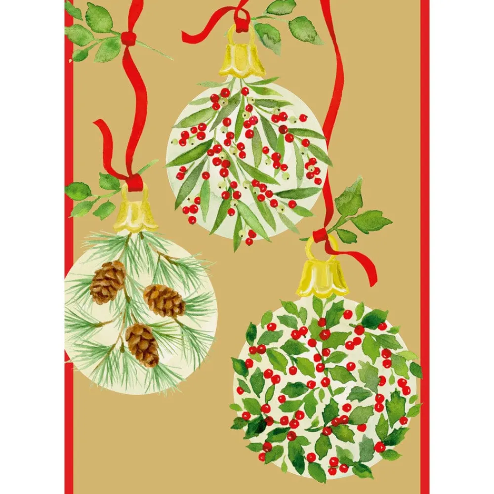 Caspari Christmas And Holiday Cards|Boxed Holiday Cards|Botanical Ornaments Small Boxed Christmas Cards - includes 15 cards & envelopes