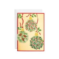 Caspari Christmas And Holiday Cards|Boxed Holiday Cards|Botanical Ornaments Small Boxed Christmas Cards - includes 15 cards & envelopes