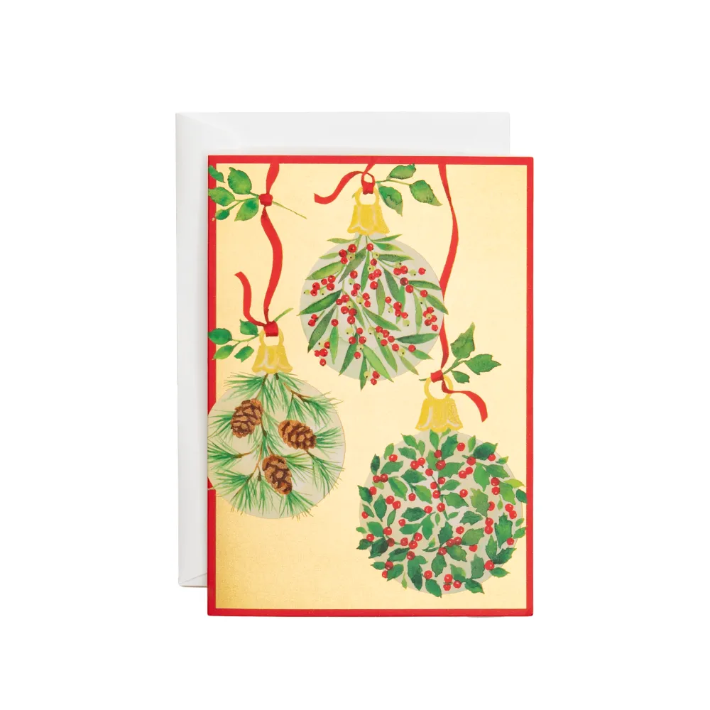Caspari Christmas And Holiday Cards|Boxed Holiday Cards|Botanical Ornaments Small Boxed Christmas Cards - includes 15 cards & envelopes
