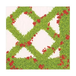 Caspari Christmas Napkins|Paper Luncheon Napkins|Boxwood Trellis Paper Luncheon Napkins - 20 Per Package