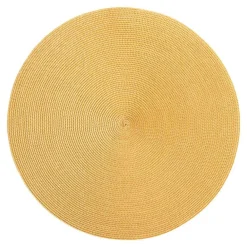 Deborah Rhodes Placemats|Paper Placemats|Braided Round Placemat in Mustard & Tan - 1 Each