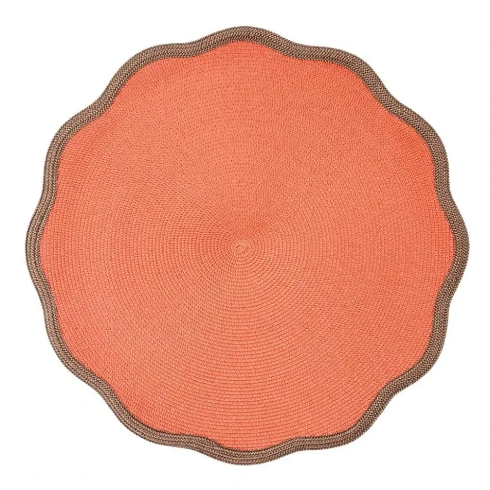 Deborah Rhodes Placemats|Paper Placemats|Braided Scallop Harvest Border Placemat in Terracotta - 1 Each