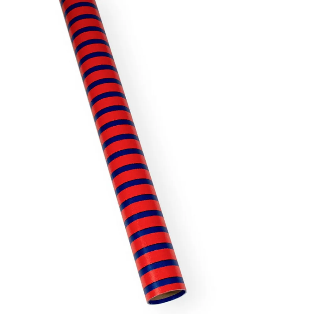 Caspari Memorial Day|Wrapping Paper|Bretagne Reversible Gift Wrapping Paper in Red & Blue - 30" x 8' Roll