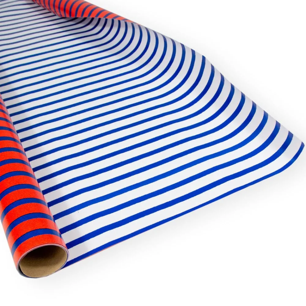 Caspari Memorial Day|Wrapping Paper|Bretagne Reversible Gift Wrapping Paper in Red & Blue - 30" x 8' Roll
