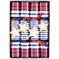 Caspari Memorial Day|Celebration Crackers|Breton Stripe Eday Crackers-10 Inch Long/8In
