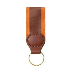 Barrons-Hunter Tailgates|Brown & Orange Stripe Key Ring with Leather Trim