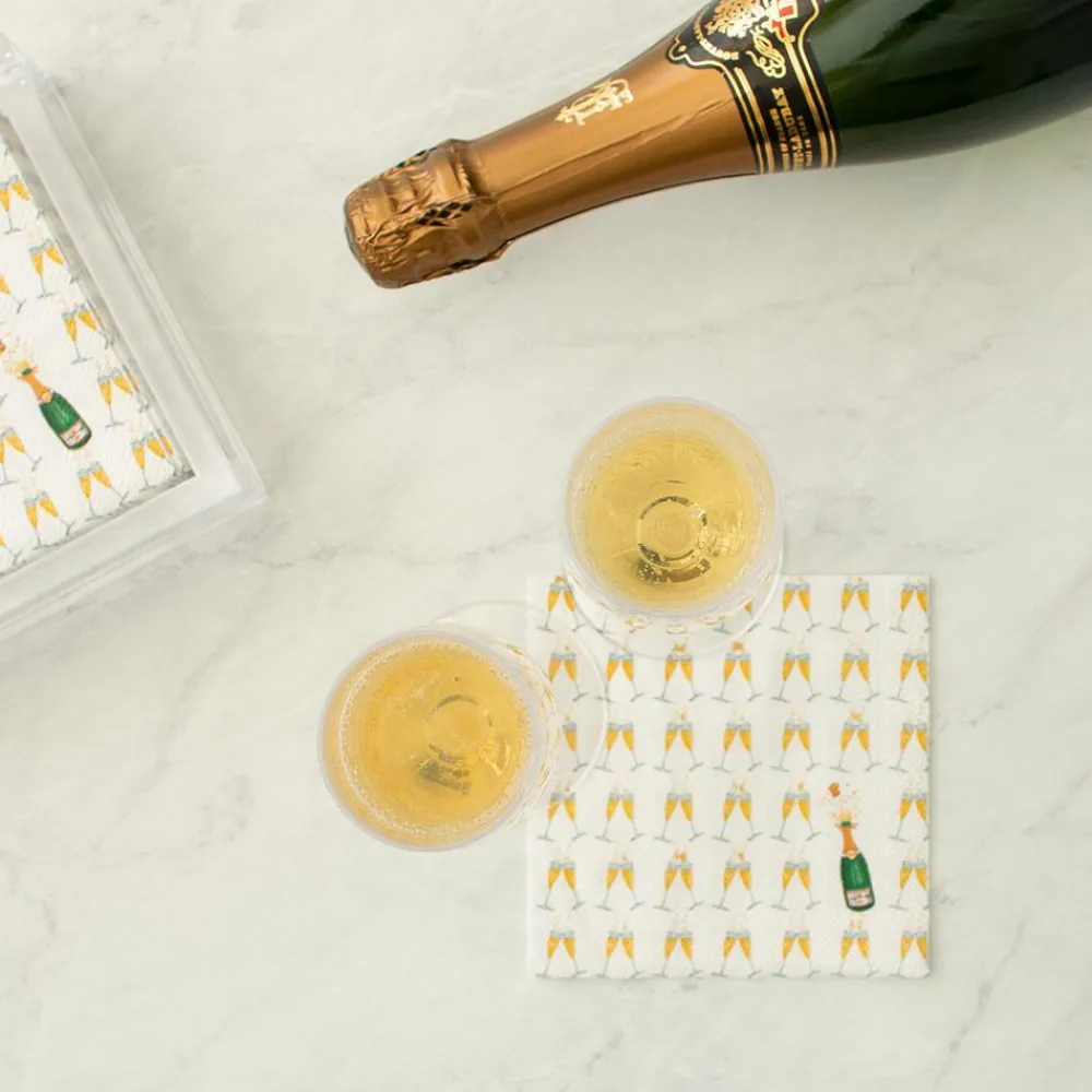 Caspari Graduation Celebration|Engagement Party|Bubbly Boxed Paper Cocktail Napkins - 40 Per Box
