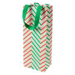 Caspari Christmas Gift & Bottle Bags|Gift & Bottle Bags|Candy Cane Stripes Wine & Bottle Gift Bag - 1 Each