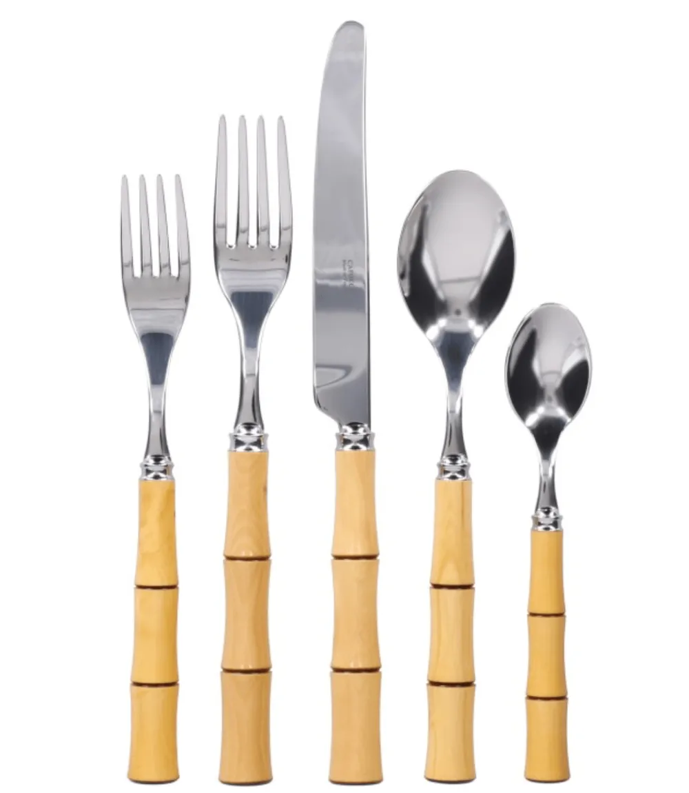 Capdeco Flatware|Byblos Natural Bamboo 5-Piece Flatware Set