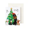 Caspari Gift Tags & Enclosure Cards|Caroling Pets Gift Enclosure Cards - 4 Mini Cards & 4 Envelopes