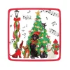 Caspari Christmas Plates|Paper Salad And Dessert Plates|Caroling Pets Square Paper Salad & Dessert Plates - 8 Per Package