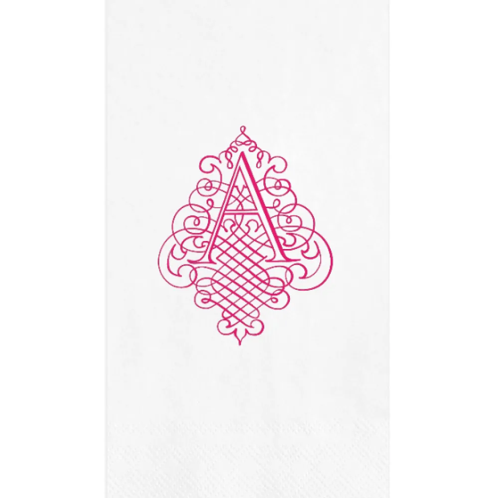 Personalization by Caspari Bridal Shower|Caspari Antique Ornate Single Initial Personalized Guest Towel Napkins