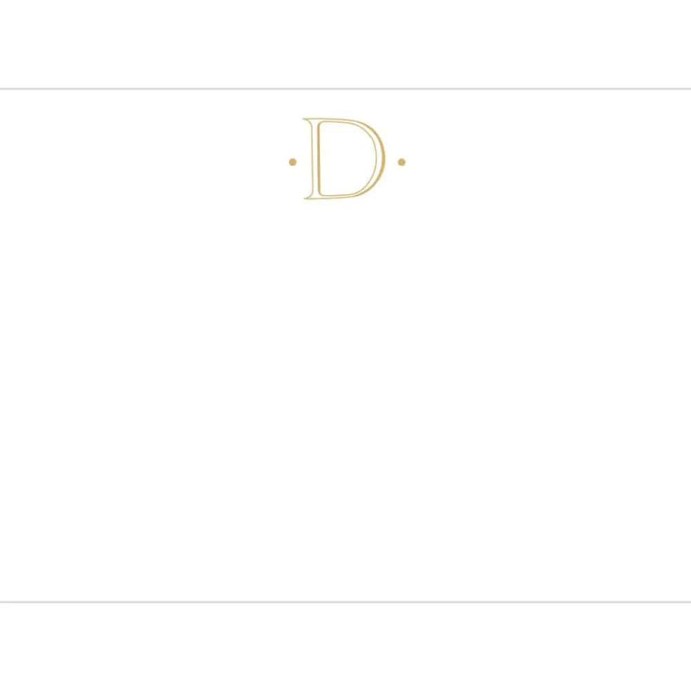 Caspari Correspondence Cards|Antique Plain Letter D Foil Correspondence Cards - 12 Cards and Envelopes