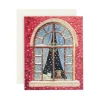Caspari Christmas And Holiday Cards|Boxed Holiday Cards|Cat And Dog At Window Petite Boxed Christmas Cards - includes 15 cards & envelopes