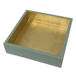 Caspari Lacquer Trays And Accessories|Napkin Holders & Rings|Celadon With Gold Lacquer Luncheon Napkin Holders