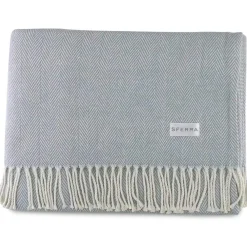 Sferra Throws & Tote Bags|Celine Herringbone Throw in Slate Blue