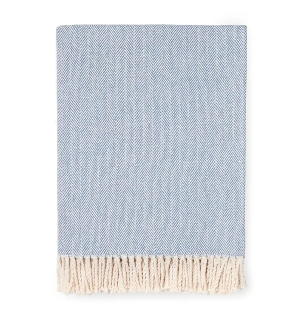Sferra Throws & Tote Bags|Celine Herringbone Throw in Cadet