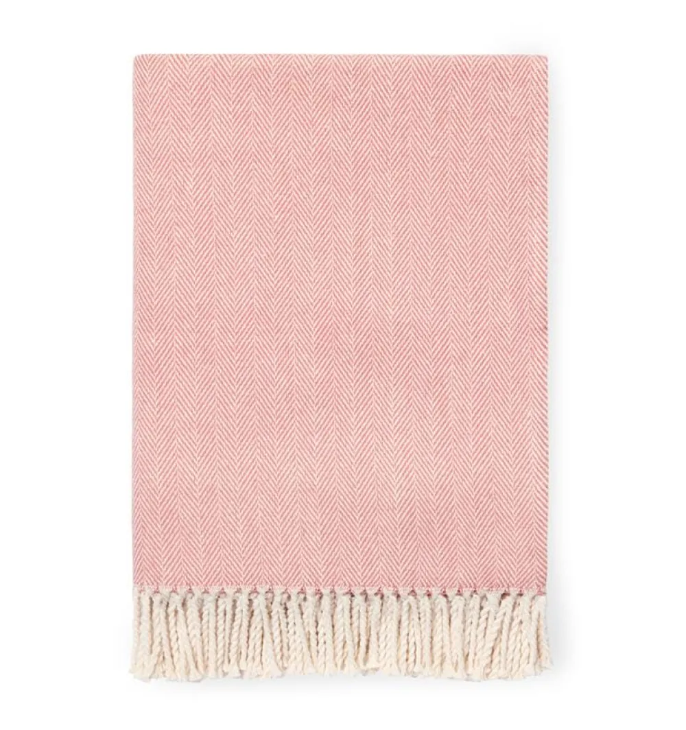 Sferra Throws & Tote Bags|Celine Herringbone Throw in Salmon