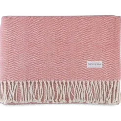 Sferra Throws & Tote Bags|Celine Herringbone Throw in Salmon