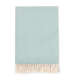 Sferra Throws & Tote Bags|Celine Herringbone Throw in Aqua