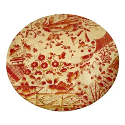 Caspari Placemats|Paper Placemats|Ceramic Plate Coral/Gold Round Placemats - Single Placemat