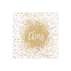 Caspari Christmas Napkins|Cocktail Party|Cheers Paper Cocktail Napkins in Gold - 20 Per Package