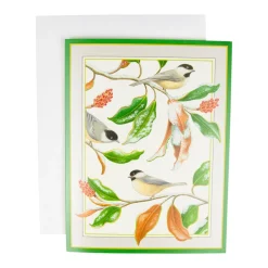 Caspari Christmas And Holiday Cards|Boxed Holiday Cards|Chickadee And Magnolia Large Boxed Christmas Cards - includes 15 cards & envelopes