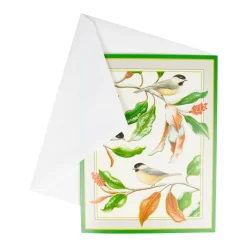Caspari Christmas And Holiday Cards|Boxed Holiday Cards|Chickadee And Magnolia Large Boxed Christmas Cards - includes 15 cards & envelopes