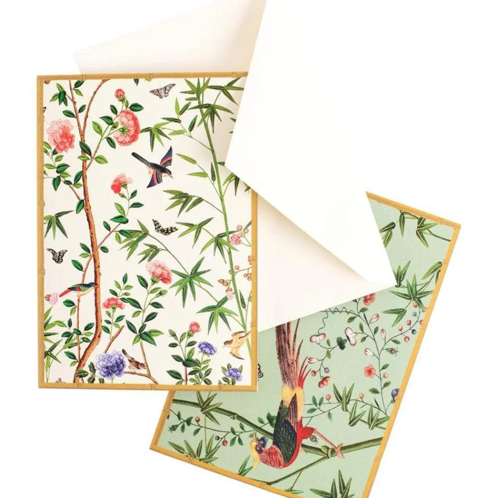 Caspari Note Cards|Chinese Wallpaper Boxed Note Cards in Blue - 8 Note Cards & 8 Envelopes