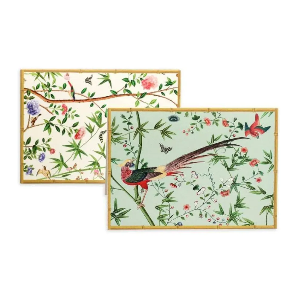 Caspari Note Cards|Chinese Wallpaper Boxed Note Cards in Blue - 8 Note Cards & 8 Envelopes