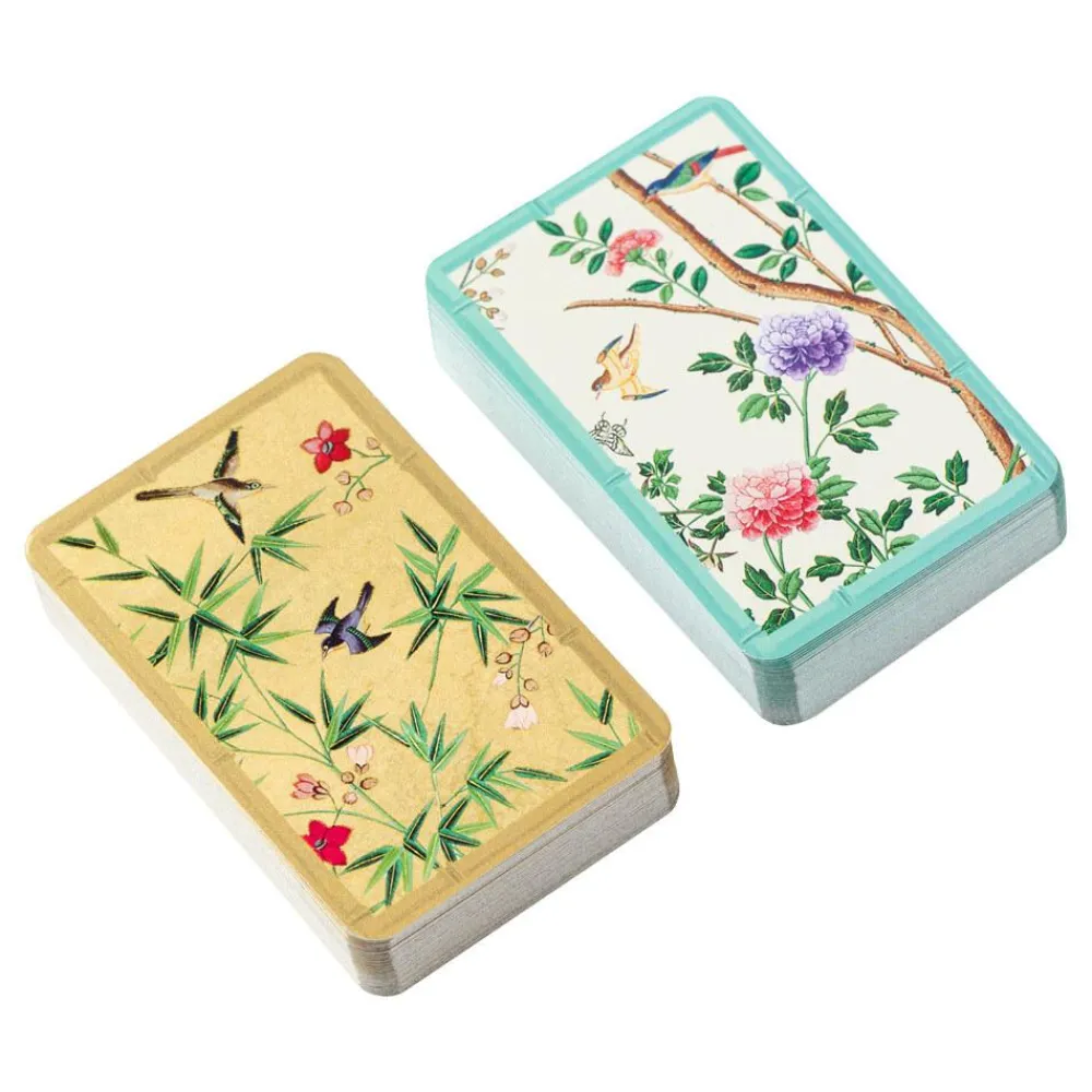 Caspari Mother'S Day|Bridge|Chinese Wallpaper Bridge Gift Set in Blue - 2 Playing Card Decks & 2 Score Pads