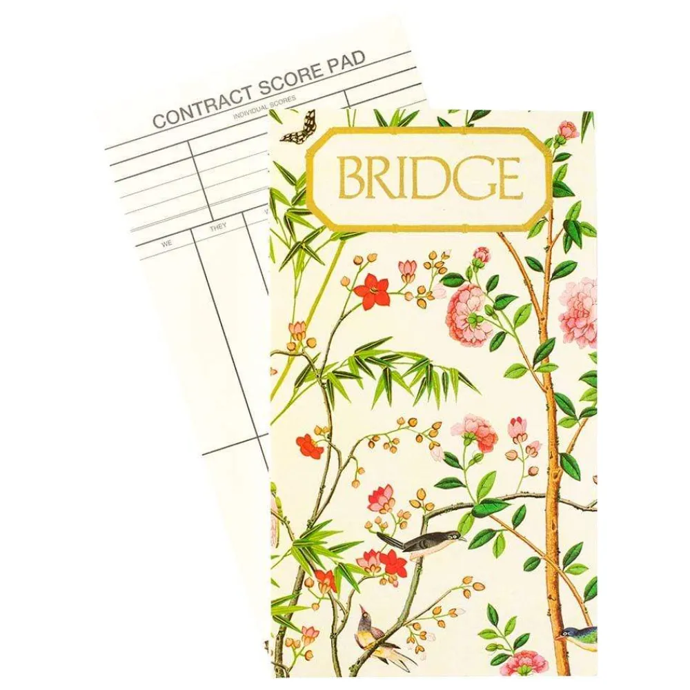 Caspari Mother'S Day|Bridge|Chinese Wallpaper Bridge Gift Set in Blue - 2 Playing Card Decks & 2 Score Pads