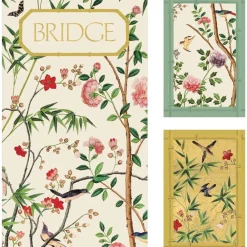 Caspari Mother'S Day|Bridge|Chinese Wallpaper Bridge Gift Set in Blue - 2 Playing Card Decks & 2 Score Pads