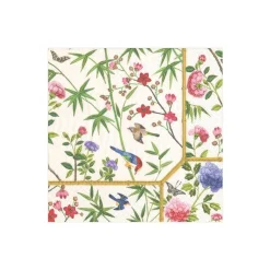Caspari Paper Cocktail Napkins|Chinese Wallpaper Paper Cocktail Napkins in Cream - 20 Per Package