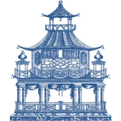 Caspari Placemats|Paper Placemats|Chinoiserie Toile Pagoda Die-Cut Placemats - 4 Each