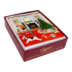 Caspari Christmas And Holiday Cards|Boxed Holiday Cards|Christmas At Home Petite Boxed Christmas Cards - includes 15 cards & envelopes