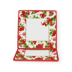 Caspari Christmas Plates|Paper Salad And Dessert Plates|Christmas Berry Square Paper Salad & Dessert Plates in Red - 8 Per Package