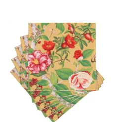Caspari Paper Cocktail Napkins|Christmas Chinoiserie Gold Cocktail Napkins - includes 12 Cocktail Napkins