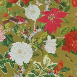 Caspari Christmas Wrapping Paper|Christmas Chinoiserie Gold Foil Roll Wrap - includes 1 Roll